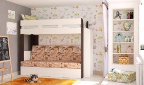 Кровать с диваном 75 Карамель Атлант (Венге Магия /Сосна Карелия/Савана) в Кедровом - kedrovyj.katalogmebeli.com | фото