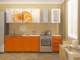Кухонный гарнитур 2,0м Апельсин (Белый/Оранжевый металлик/Фотопечать апельсин) в Кедровом - kedrovyj.katalogmebeli.com | фото