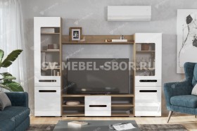 Мебель для гостиной МГС 6 (Исполнение 1/Дуб золотой/Белый глянец) в Кедровом - kedrovyj.katalogmebeli.com | фото