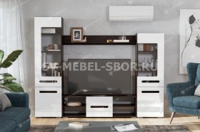 Мебель для гостиной МГС 6 (Исполнение 1/Венге/Белый глянец) в Кедровом - kedrovyj.katalogmebeli.com | фото