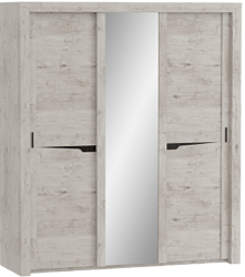 Шкаф трехдверный Соренто с раздвижными дверями Дуб бонифаций/Кофе структурный матовый в Кедровом - kedrovyj.katalogmebeli.com | фото