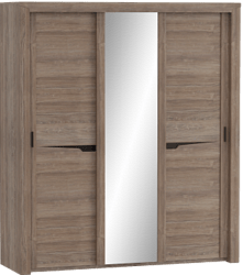Шкаф трехдверный Соренто с раздвижными дверями Дуб стирлинг/Кофе структурный матовый в Кедровом - kedrovyj.katalogmebeli.com | фото